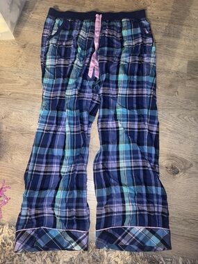 Victoria’s Secret 2015 plaid aqua blue pajama pants LRG